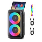 PWBSLAI Altavoz Bluetooth Portátil con 2 Micrófonos Inalámbricos – Altavoz de Fiesta con Luces LED