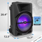Pyle Sistema de Bocina PA Portátil Bluetooth 800W – Altavoz DJ con Subwoofer de 12", Entrada USB, SD, AUX y Micrófono - Imagen 7