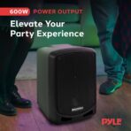 Pyle Altavoz PA Karaoke Bluetooth 600W – Portátil con Micrófono Inalámbrico - Imagen 2