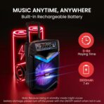 Pyle Altavoz PA Bluetooth Portátil 600W – Subwoofer 10”, Micrófono, Grabación, Luces LED, USB/SD/FM - Imagen 2