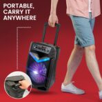 Pyle Altavoz PA Bluetooth Portátil 600W – Subwoofer 10”, Micrófono, Grabación, Luces LED, USB/SD/FM - Imagen 6