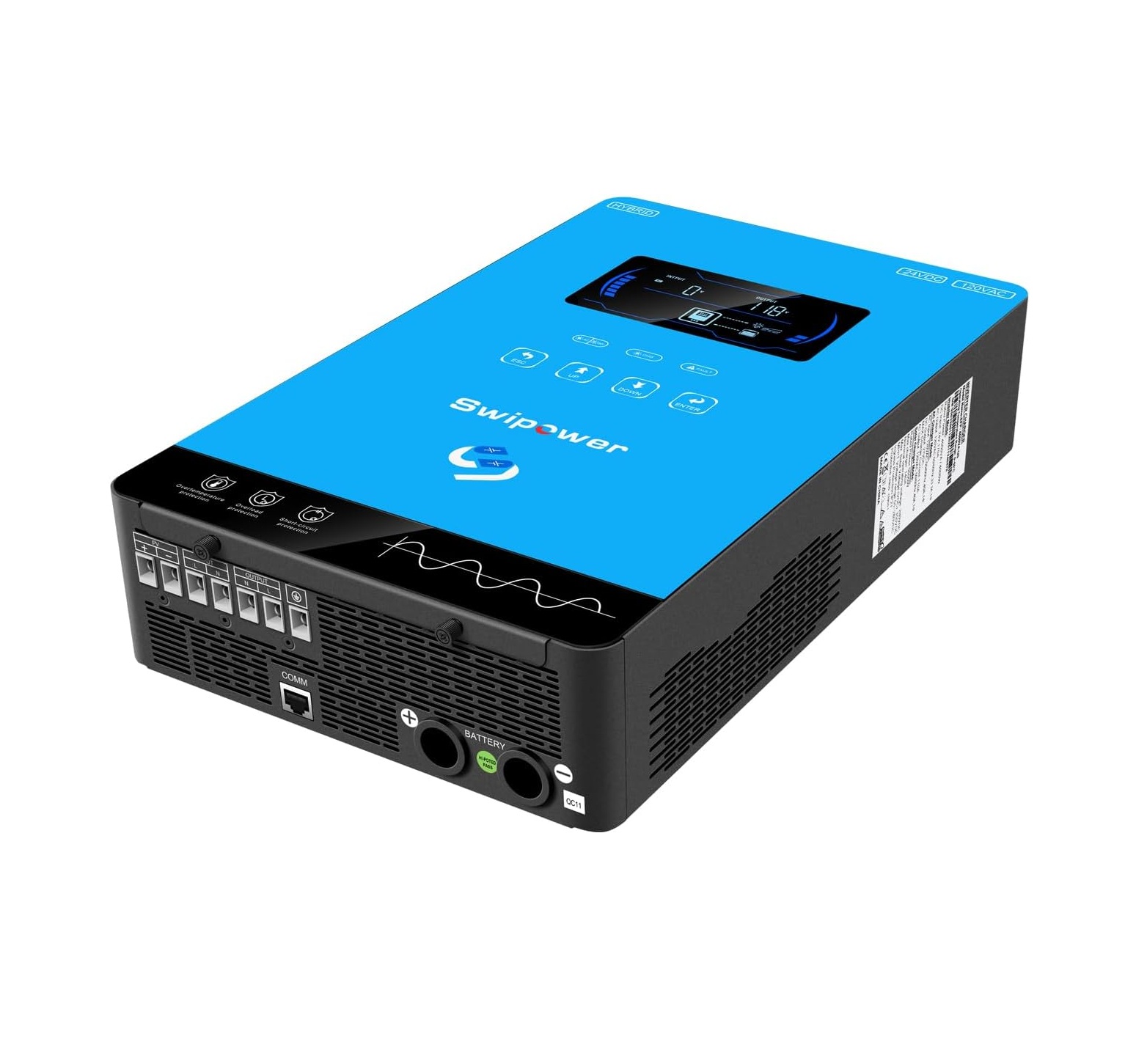 4000W 24V to 110V Pure Sine Wave Hybrid Solar Inverter 140A MPPT LCD Touchscreen - Image 2