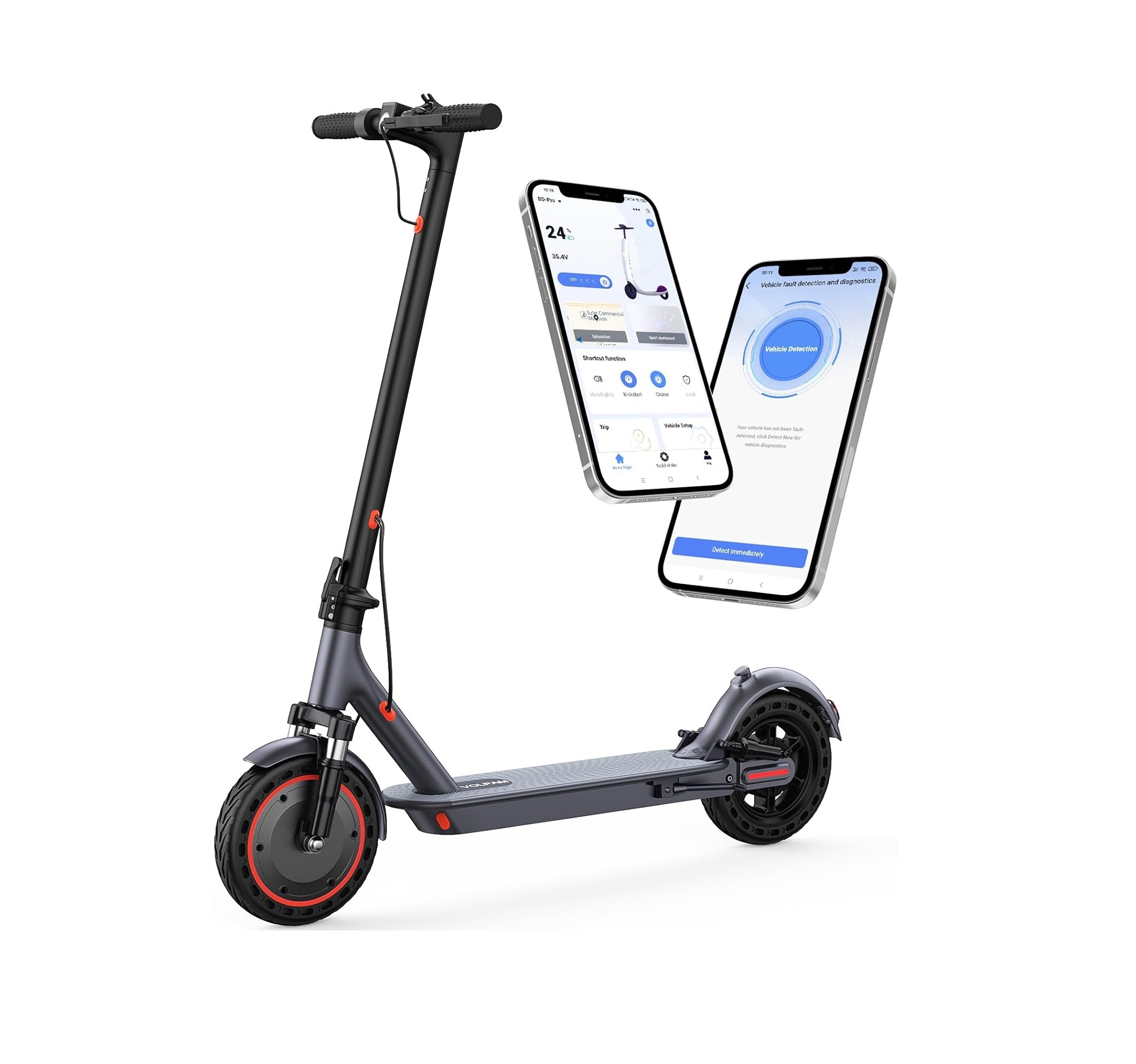 VOLPAM 500W 22MPH Foldable Electric Scooter, 23 Miles, 10” Tires, Dual Brakes