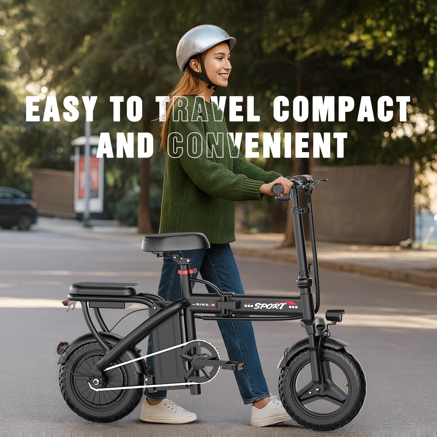 800W/1200W 25MPH Foldable Electric Bike, 45 Miles, 48V, with Suspension and LCD Display - Image 7