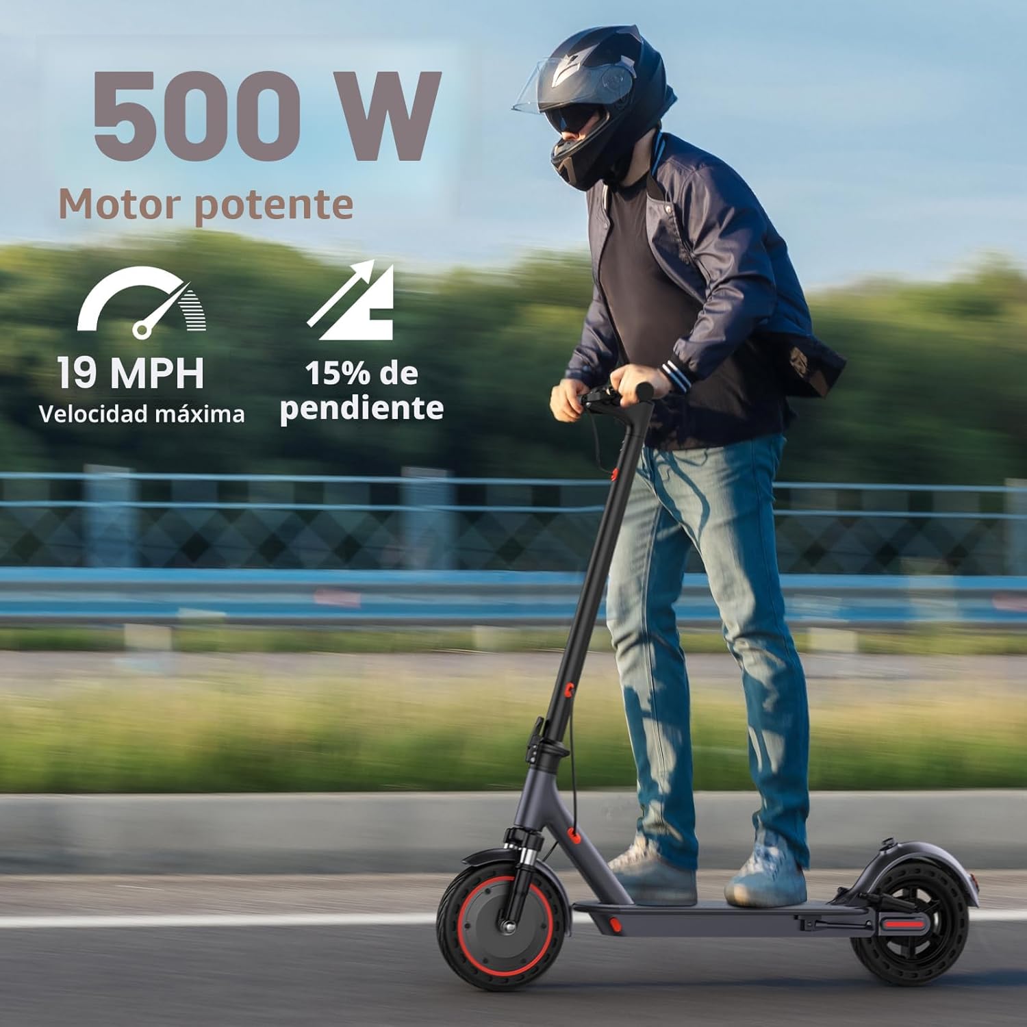 VOLPAM 500W 22MPH Foldable Electric Scooter, 23 Miles, 10” Tires, Dual Brakes - Image 3