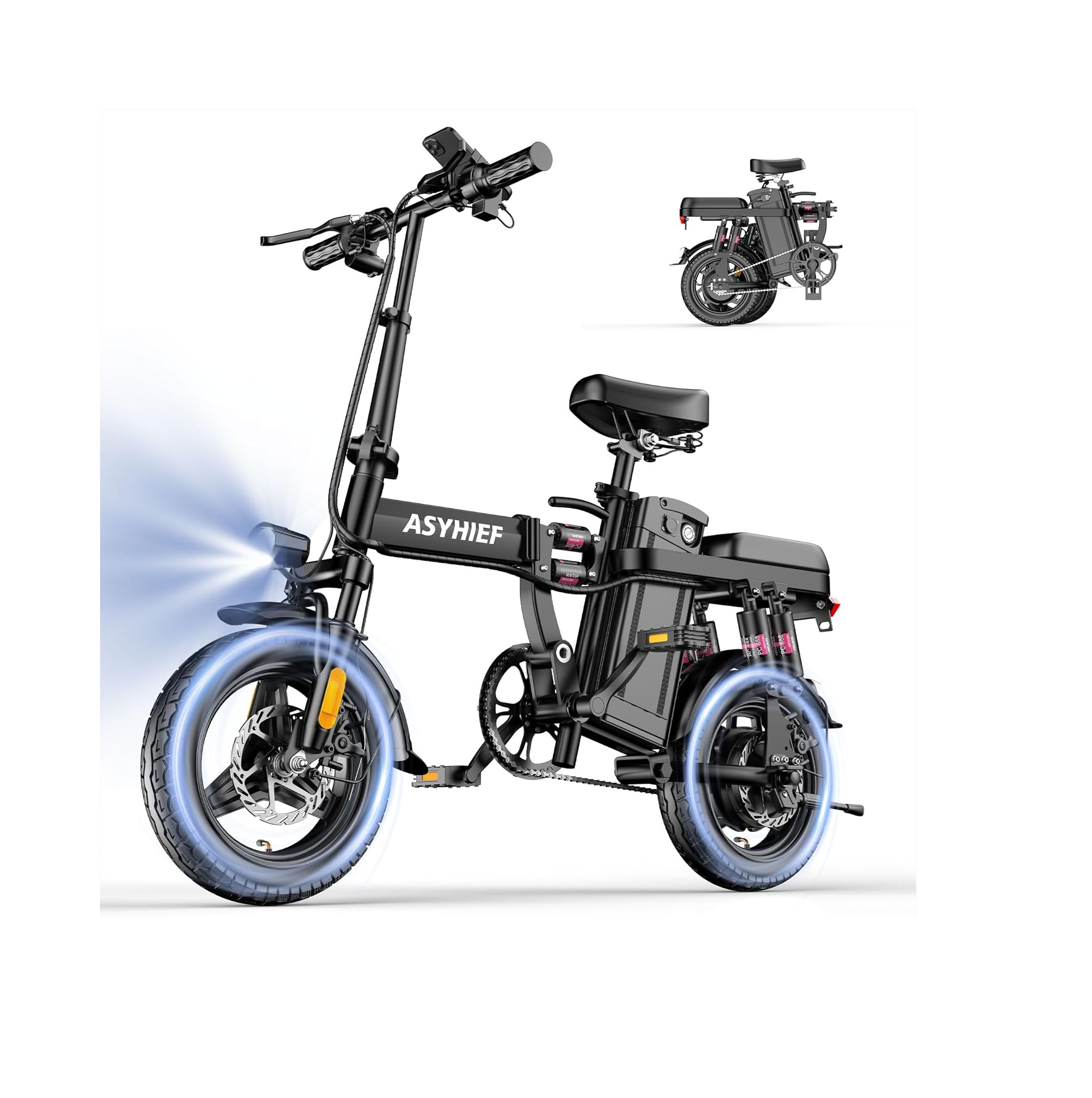 14” Foldable Electric Bike 1200W 24MPH 48V 10Ah Battery, Suspension and Disc Brakes