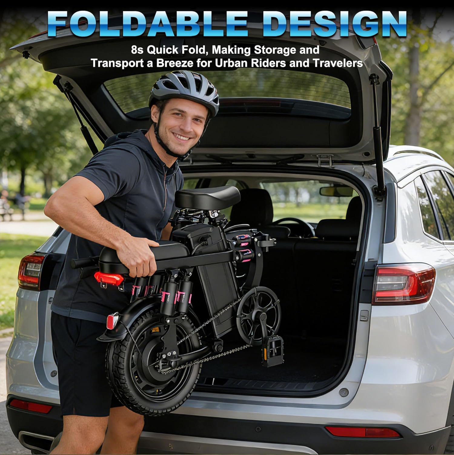 14” Foldable Electric Bike 1200W 24MPH 48V 10Ah Battery, Suspension and Disc Brakes - Image 5