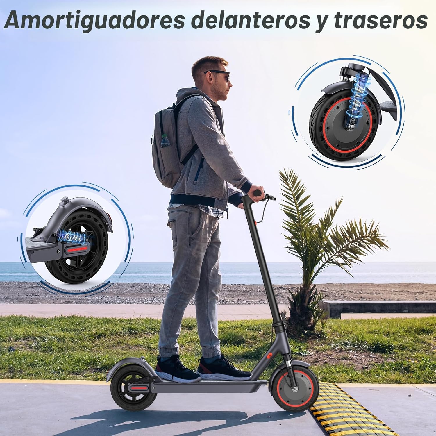 VOLPAM 500W 22MPH Foldable Electric Scooter, 23 Miles, 10” Tires, Dual Brakes - Image 2