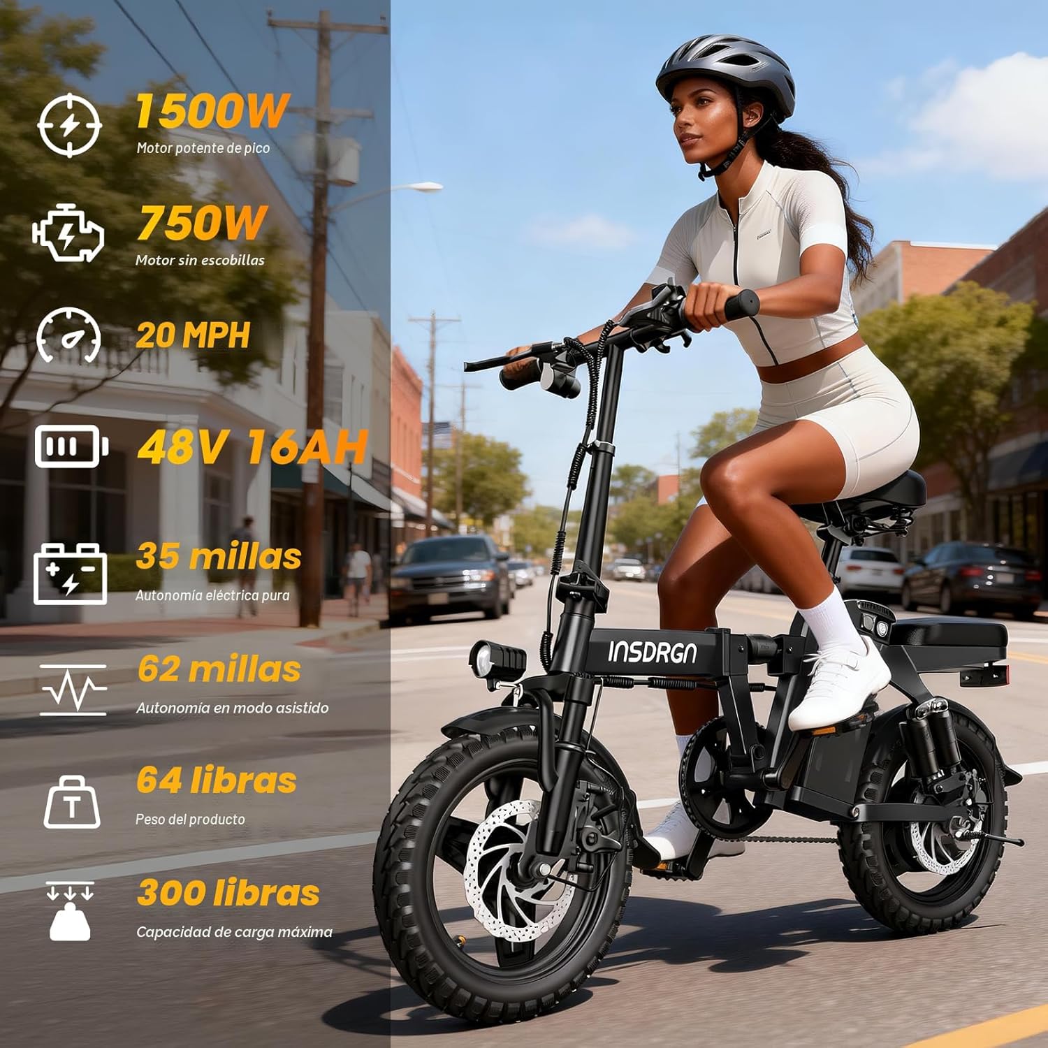 14” Foldable Electric Bike 1500W Peak 48V 16Ah Extended Range and Disc Brakes - Image 3