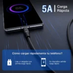 Cable 1Hora Tipo C a Tipo C 5A 100W para Carga Rápida y Transferencia de Datos - Imagen 5