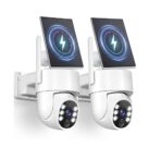 Cámaras de Seguridad Solar Gianteye 2K Inalámbricas para Exterior, Pack de 2, PTZ, Visión Nocturna a Color y Audio 2 Vías