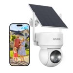 Cámara de Seguridad Solar GNCC 1080p Inalámbrica para Exterior, Vista 360°, Visión Nocturna a Color, Audio 2 Vías e IP65