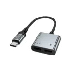 Hoco UPA34A - Convertidor de audio digital Type-C a doble Type-C gris metalizado