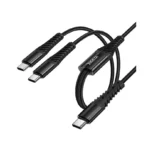 Hoco X123 Victory - Cable de carga 2 en 1 USB-C a USB-C negro