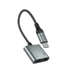 Hoco UPA34A - Convertidor de audio digital Type-C a doble Type-C gris metalizado - Imagen 2