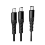Hoco X123 Victory - Cable de carga 2 en 1 USB-C a USB-C negro - Imagen 2