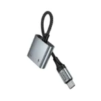 Hoco UPA34A - Convertidor de audio digital Type-C a doble Type-C gris metalizado - Imagen 3