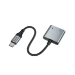 Hoco UPA34A - Convertidor de audio digital Type-C a doble Type-C gris metalizado - Imagen 4