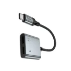 Hoco UPA34A - Convertidor de audio digital Type-C a doble Type-C gris metalizado - Imagen 5