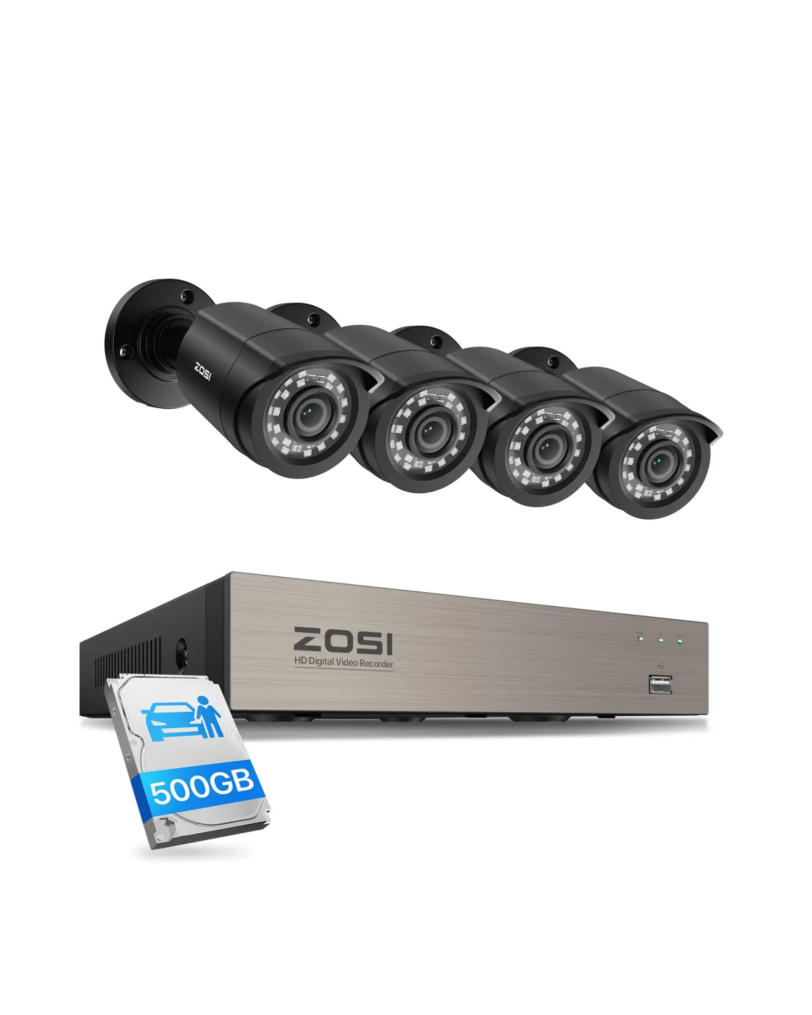 ZOSI - 8-Channel 1080P Home Security Camera System with 1 TB Hard Drive, H.265+ 8 Channels 5MP