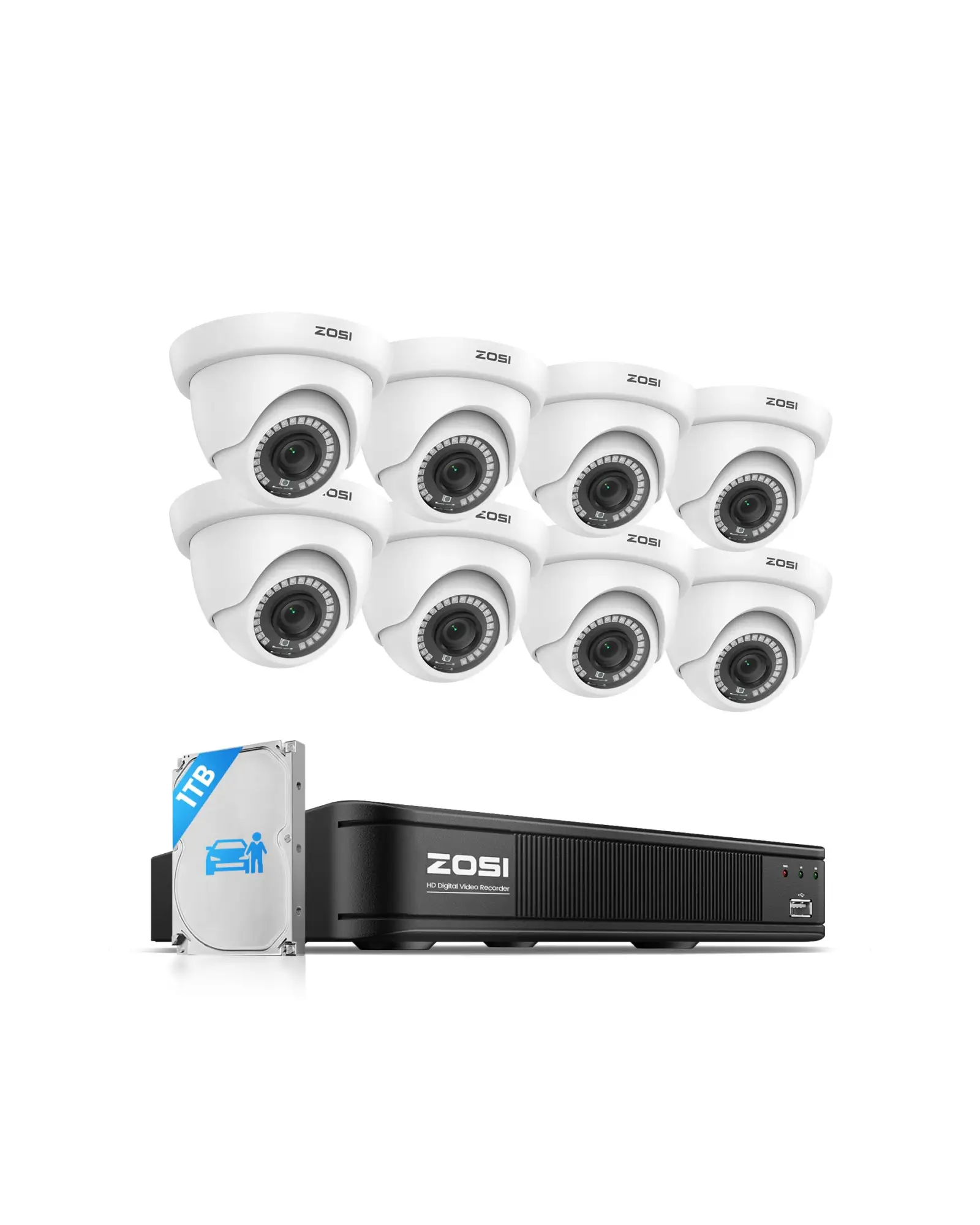 ZOSI H.265+ 5MP 3K Lite 8-Channel Home Security Camera System with AI Human Detection