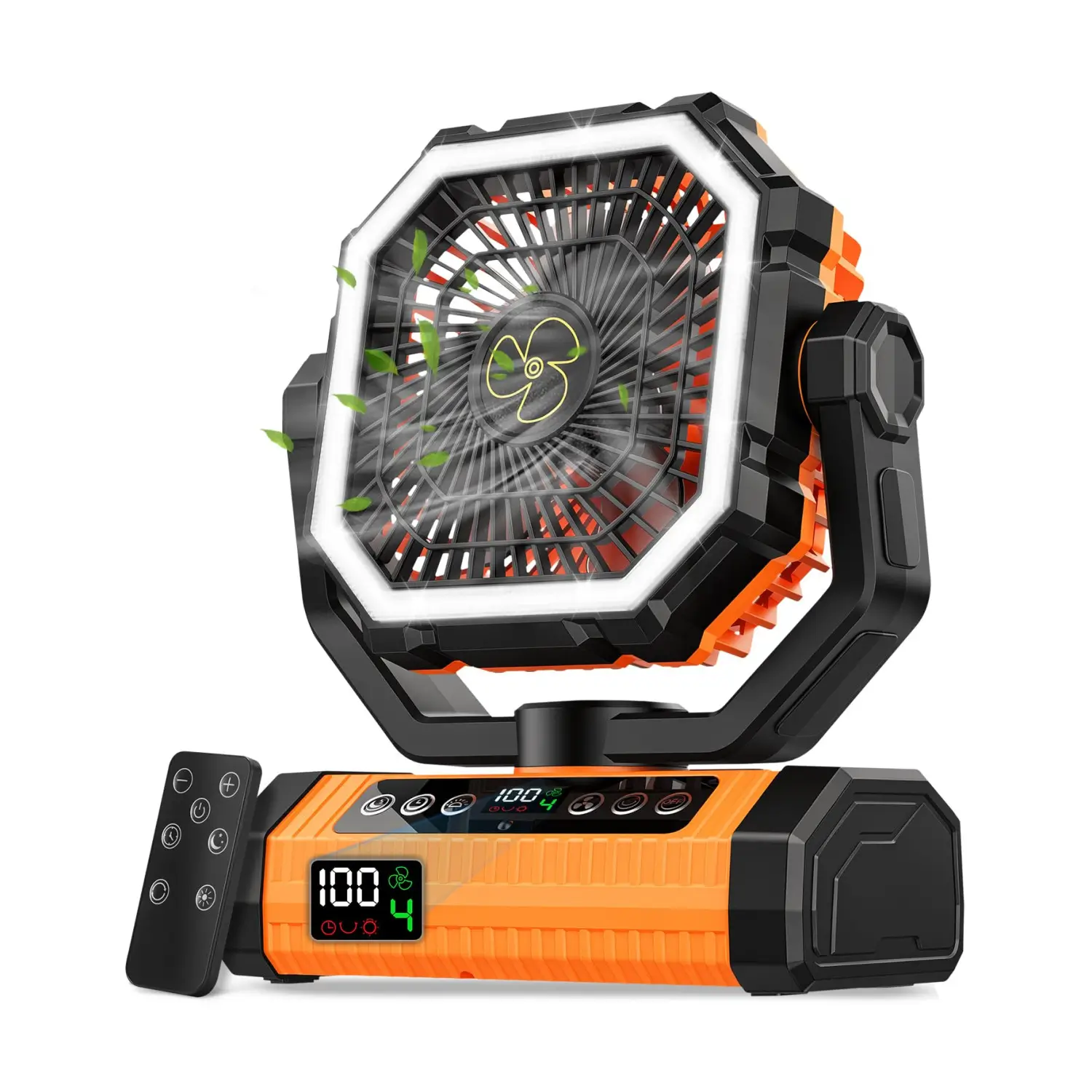 Givryes 20000 mAh Rechargeable Portable Camping Fan with Remote Control and LED Light