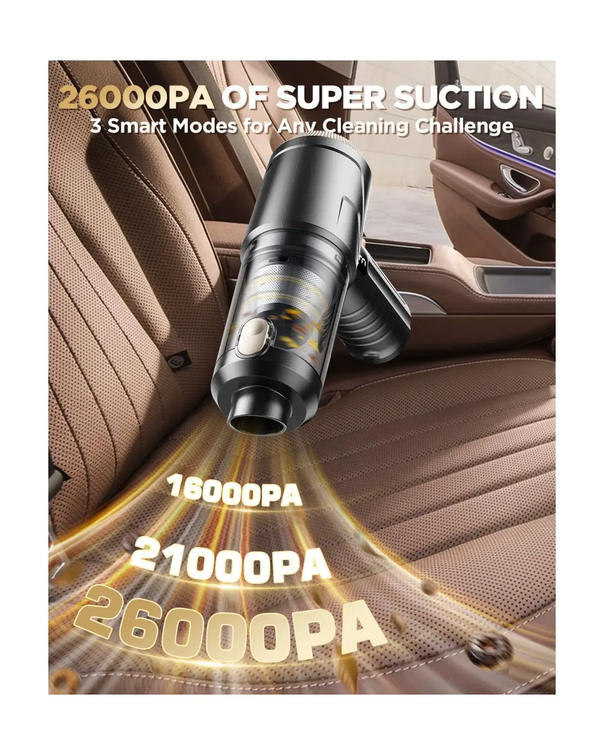 Svoko 26000 Pa Handheld Vacuum with Brushless Motor, 4-in-1 Portable Mini Vacuum - Image 2