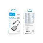 Hoco UPA34A - Convertidor de audio digital Type-C a doble Type-C gris metalizado - Imagen 9