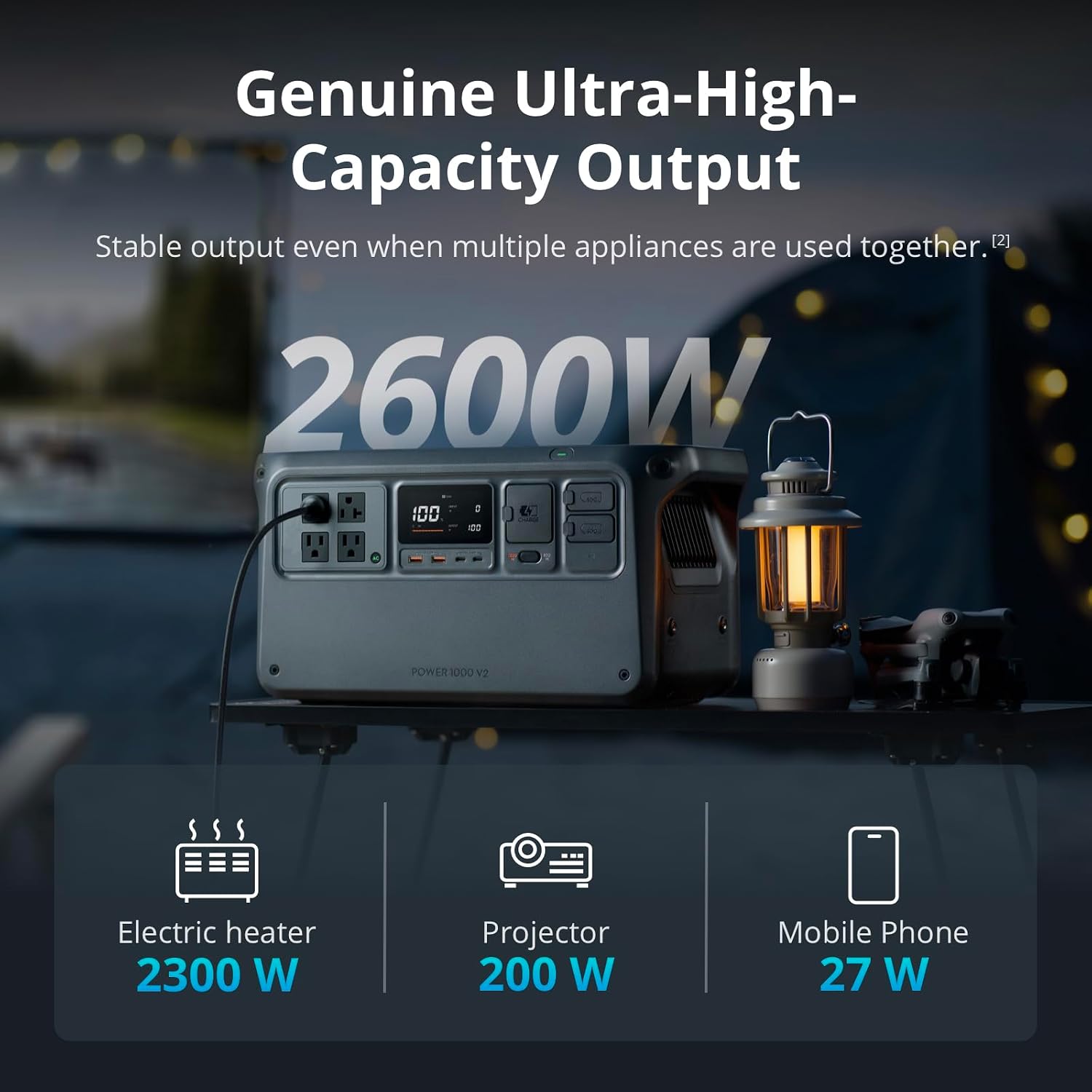DJI Power 1000 V2 Portable Power Station 1024Wh LFP, 2600W, Fast Charging, UPS and 140W USB-C - Image 2