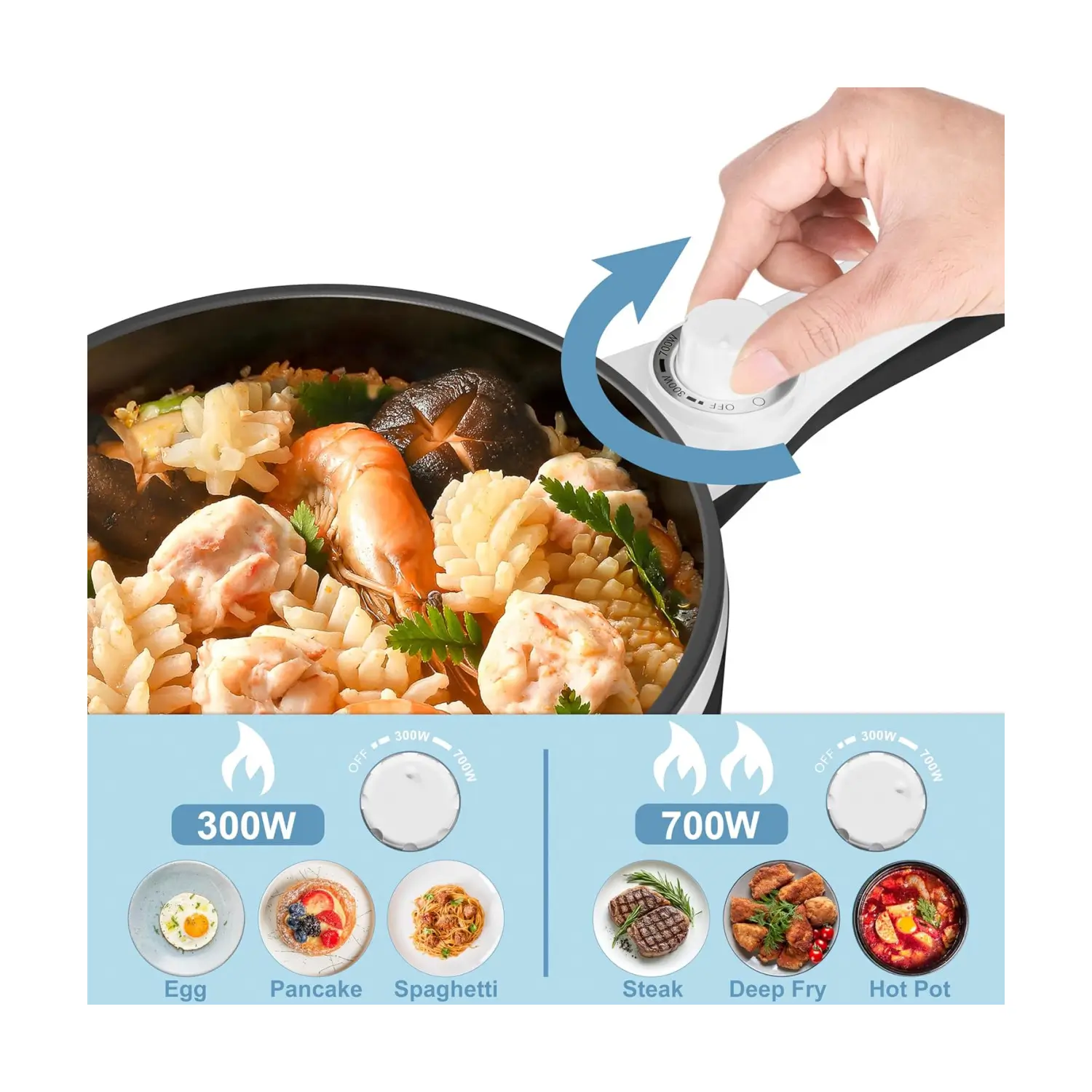 DEZIN 1.5 L Portable Electric Pot, Nonstick with Dual Power 300W/700W 150H - Image 3